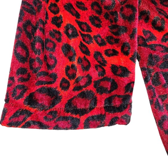 Moon Dance Red and Black Leopard Print Velour  Pullover Top Size 18 to 20, XXL - Picture 7 of 11